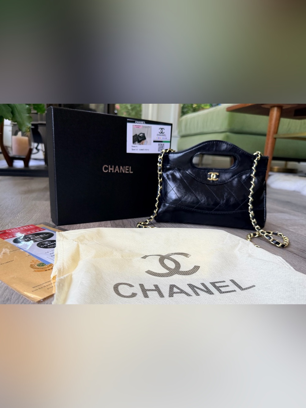 Chanel Black Quilted Leather Handle & Chain Shoulder Bag